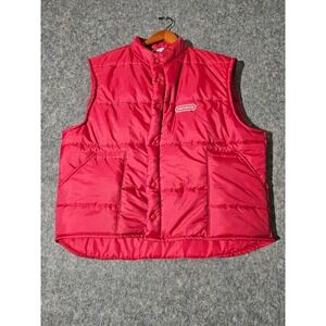 Vintage Conoco Puffer Vest Mens 2XL Red King Louie Snap Front Padded Sleeveless